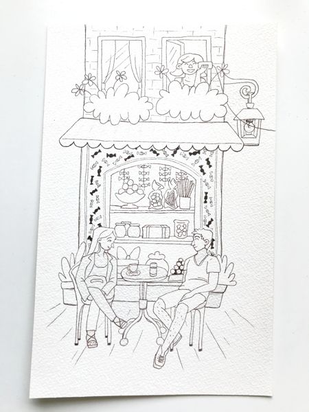 candy shop front line work on watercolor paper laura perlitz papierzucker